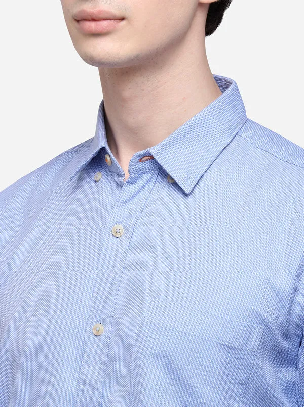 Sky Blue Tailored Fit Solid Casual Shirt | JadeBlue