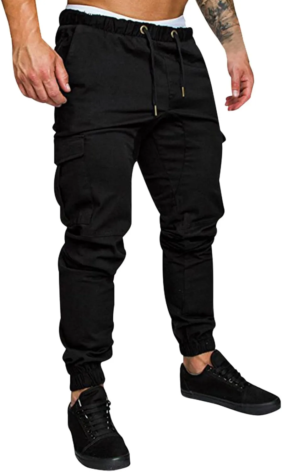 Slim Fit Work Jogger Pants for Men Stretch Twill Cotton Cargo Joggers Sweatpants Elastic Waist Cargo Hiking Pants