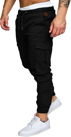 Slim Fit Work Jogger Pants for Men Stretch Twill Cotton Cargo Joggers Sweatpants Elastic Waist Cargo Hiking Pants