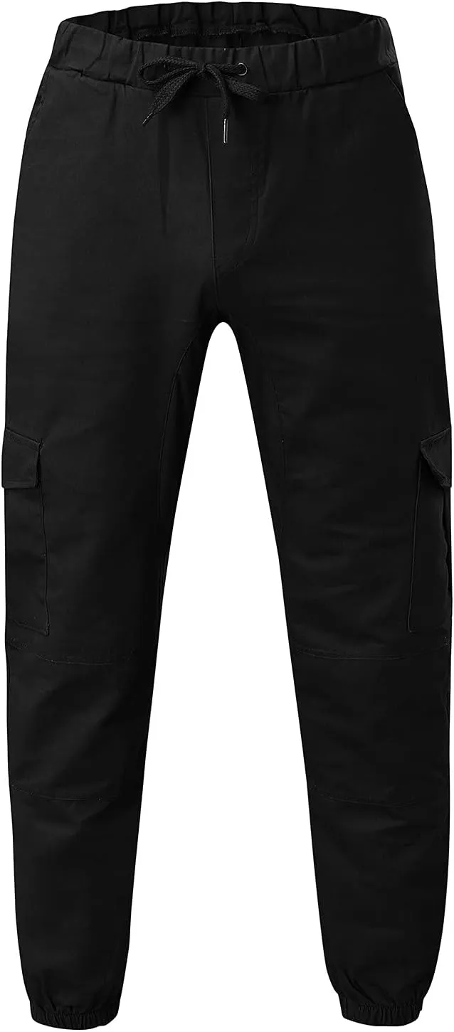 Slim Fit Work Jogger Pants for Men Stretch Twill Cotton Cargo Joggers Sweatpants Elastic Waist Cargo Hiking Pants