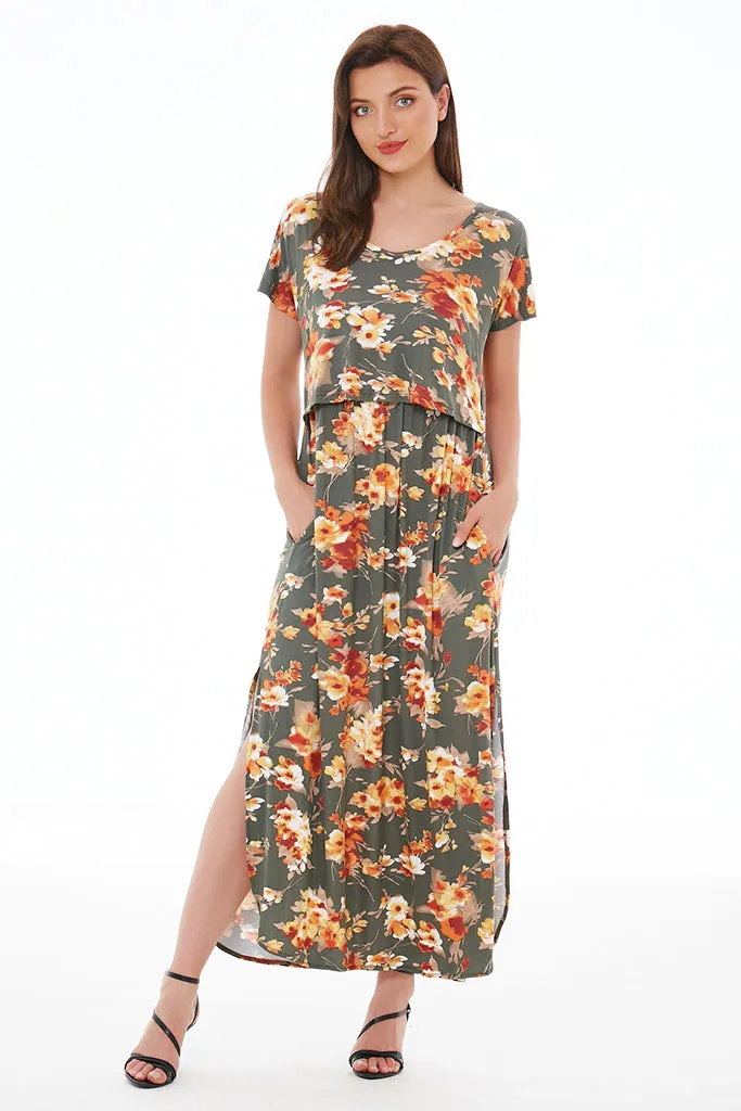 Smallshow Floral Nursing Maxi Dresses