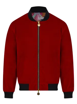 Soot and Ty Reversible Classic Velvet Red Statement Bomber Jacket 2.0