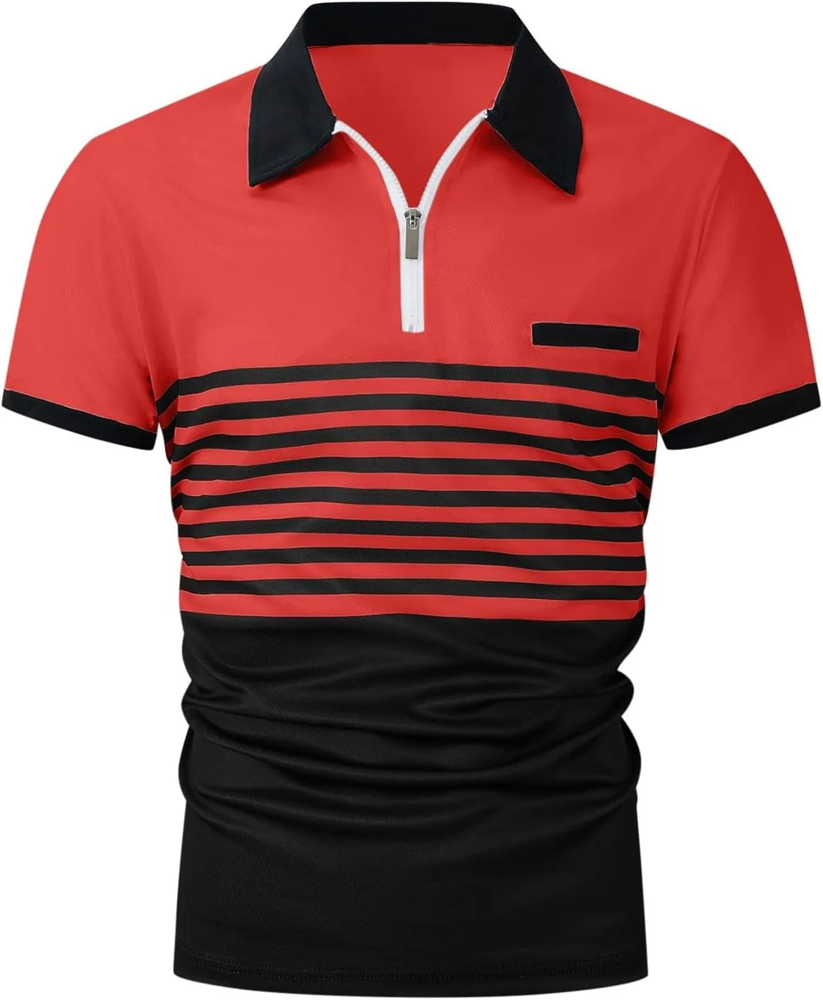 Striped Polo Shirts for Men Short Sleeve Casual Stylish Golf Tee Tops Classic Color Block Slim Fit Moisture Wicking Tshirt