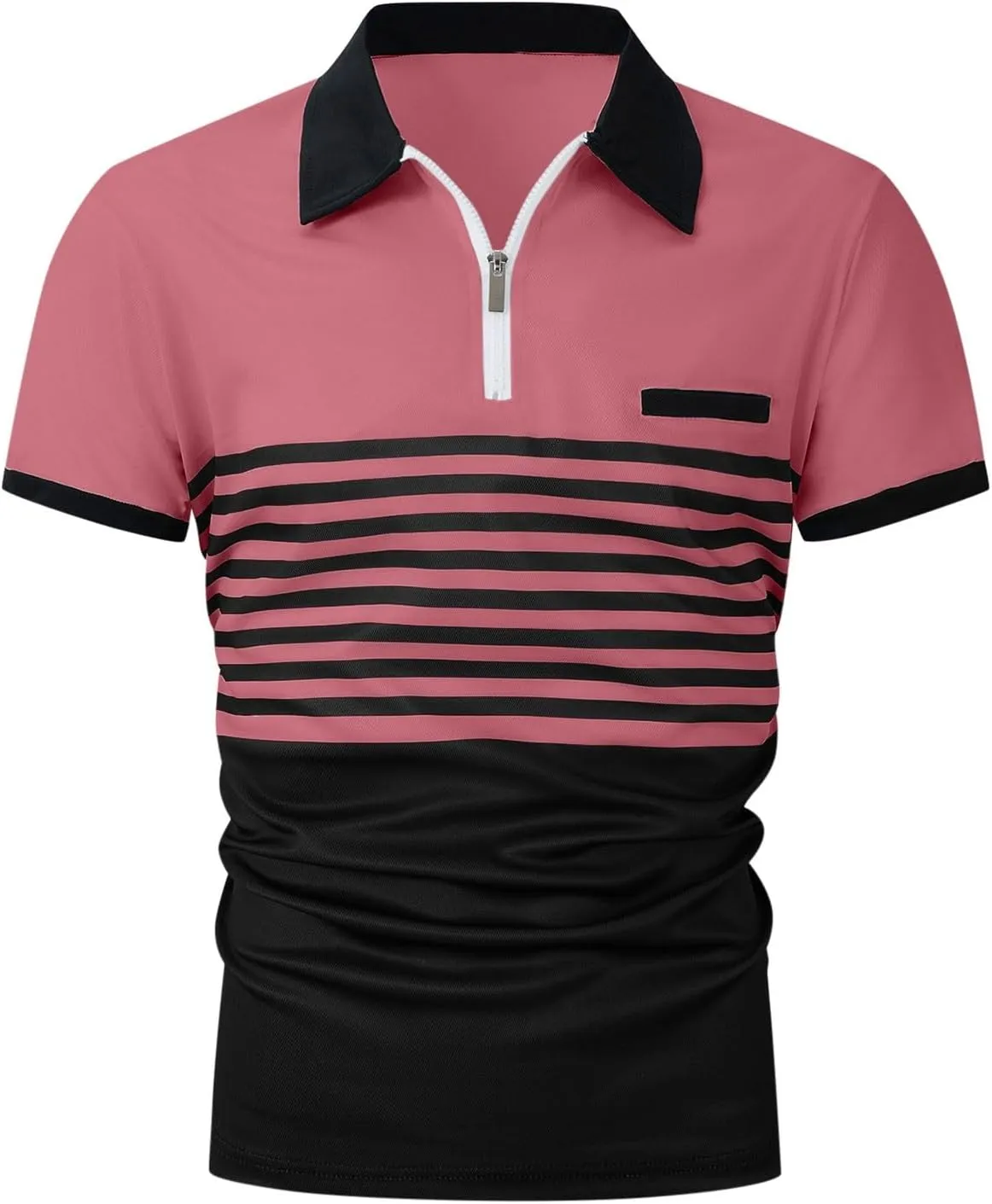 Striped Polo Shirts for Men Short Sleeve Casual Stylish Golf Tee Tops Classic Color Block Slim Fit Moisture Wicking Tshirt