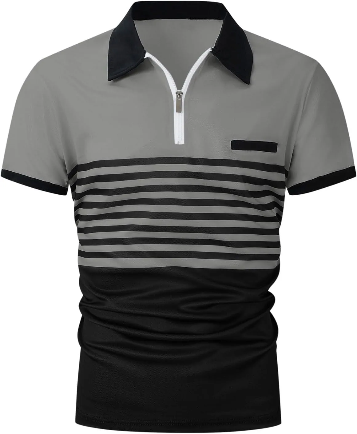 Striped Polo Shirts for Men Short Sleeve Casual Stylish Golf Tee Tops Classic Color Block Slim Fit Moisture Wicking Tshirt