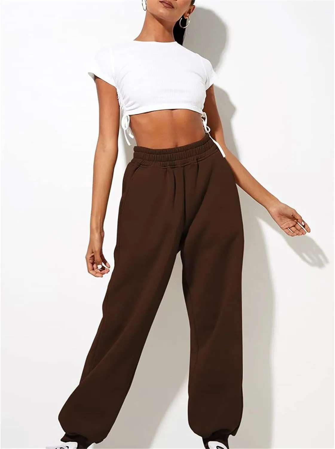 Sweatpants Women Baggy Solid Color Drawstring Womens Pants Fall 2024 Sweat Pants Straight Leg Trousers