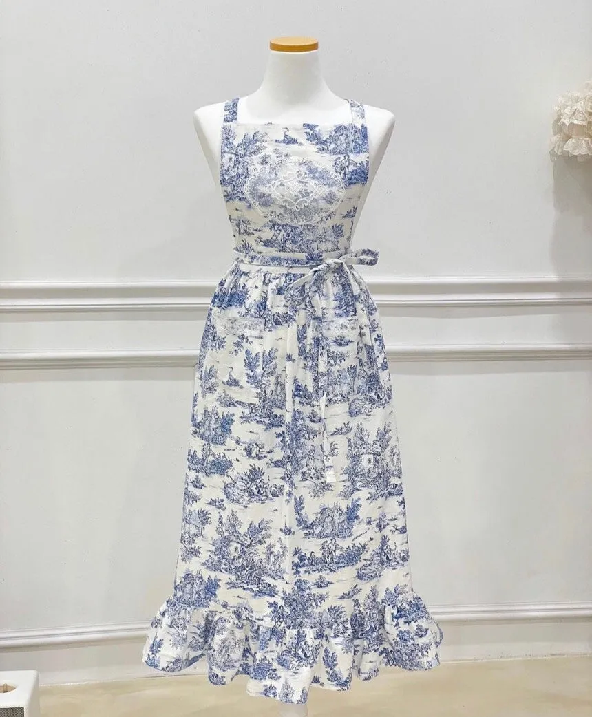 Toile de Long Frill Apron