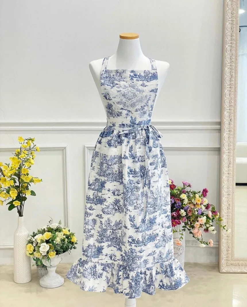 Toile de Long Frill Apron