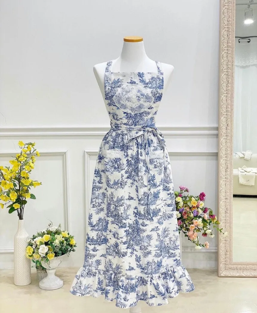 Toile de Long Frill Apron