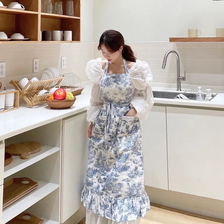 Toile de Long Frill Apron