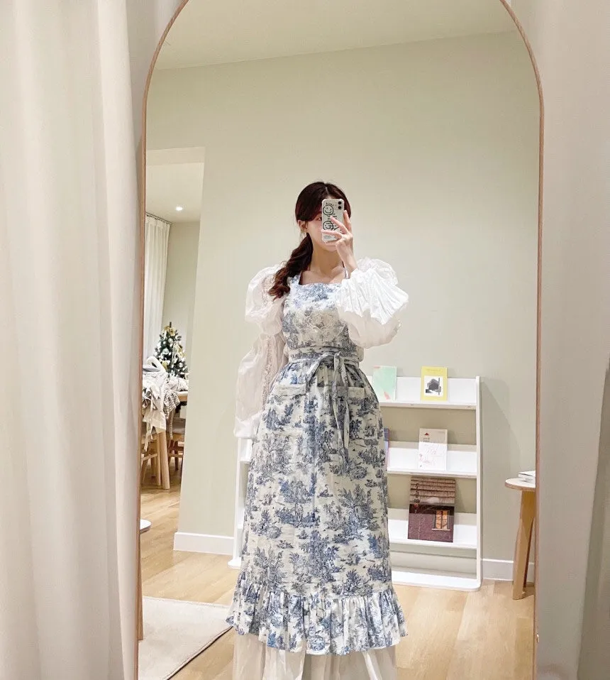 Toile de Long Frill Apron