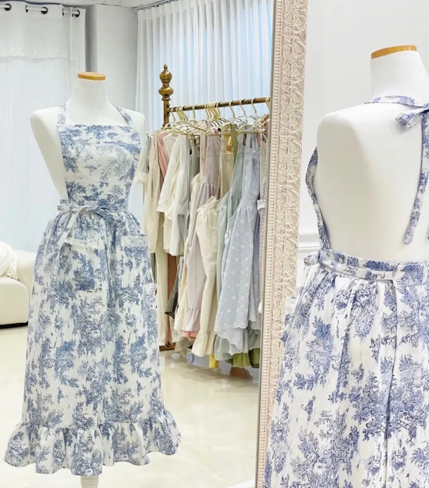 Toile de Long Frill Apron