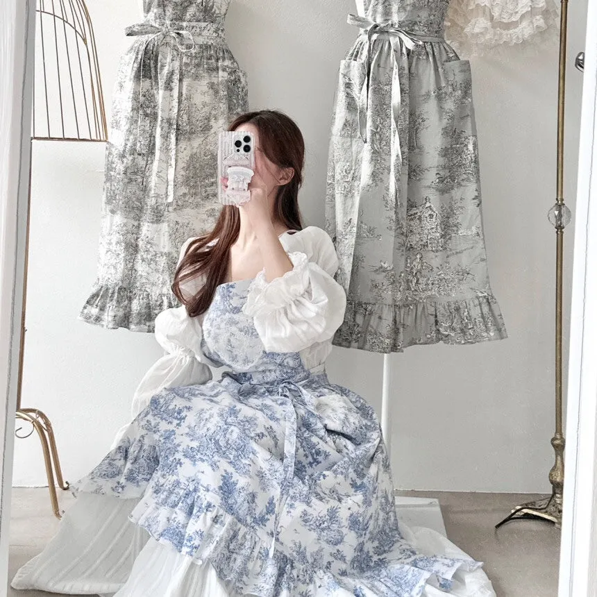 Toile de Long Frill Apron