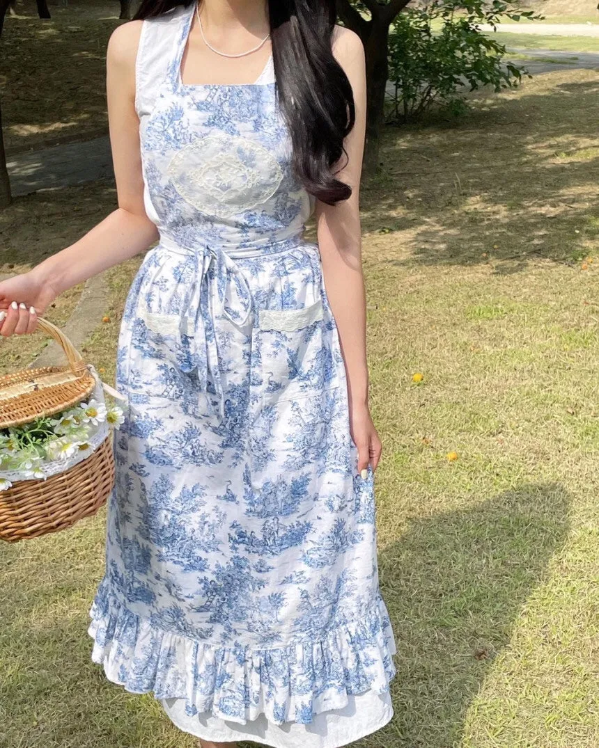 Toile de Long Frill Apron