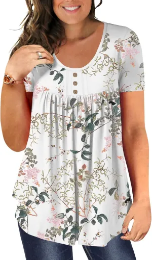 Ulovmi Plus Size Tunic Tops For Women Summer Blouses Casual Shirts