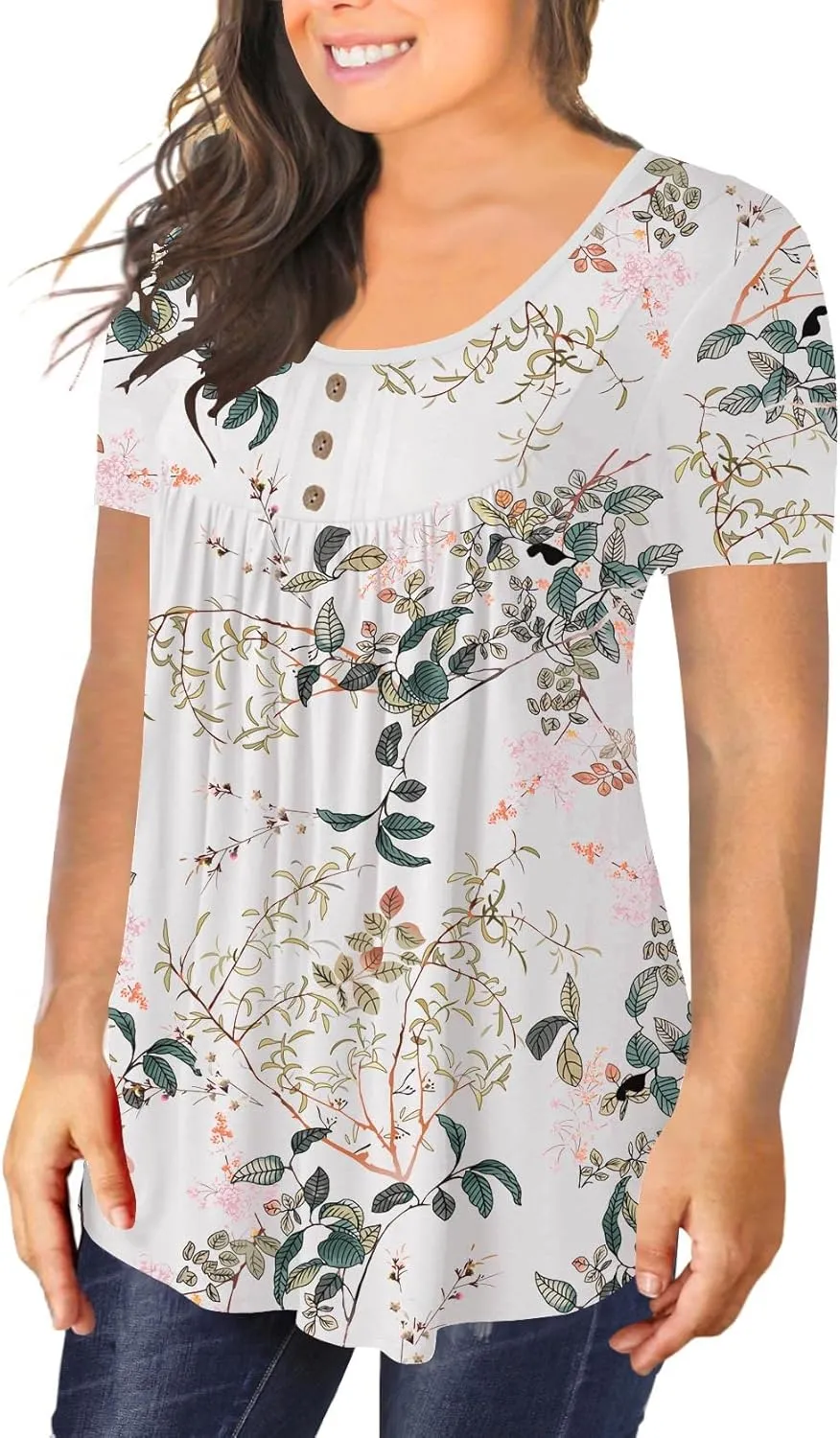Ulovmi Plus Size Tunic Tops For Women Summer Blouses Casual Shirts