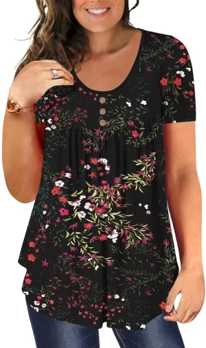 Ulovmi Plus Size Tunic Tops For Women Summer Blouses Casual Shirts