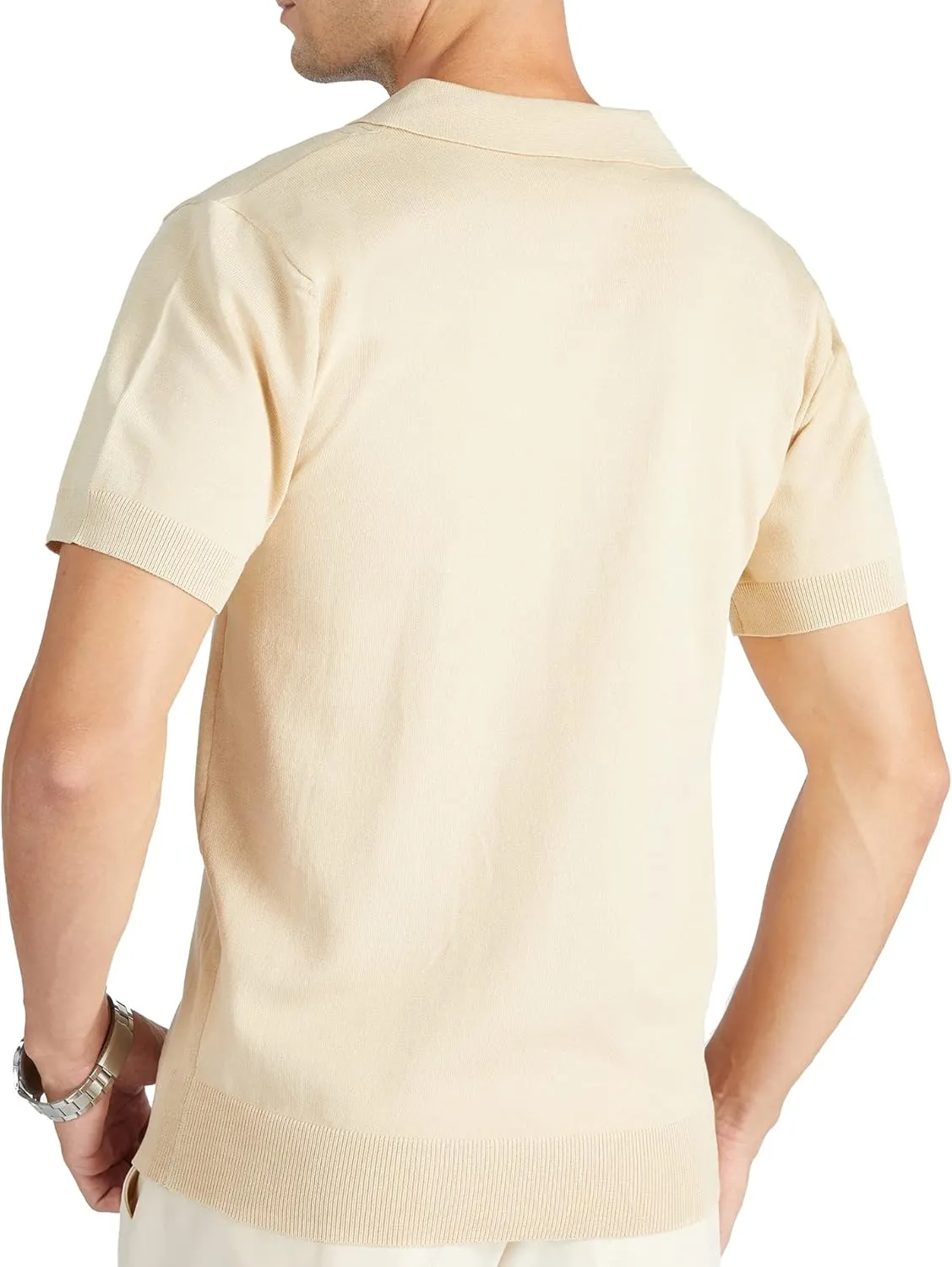 V VALANCH Mens Knit Polo Shirts Short Sleeve Vintage Sweater Polo Summer Casual Shirts Golf Pullover