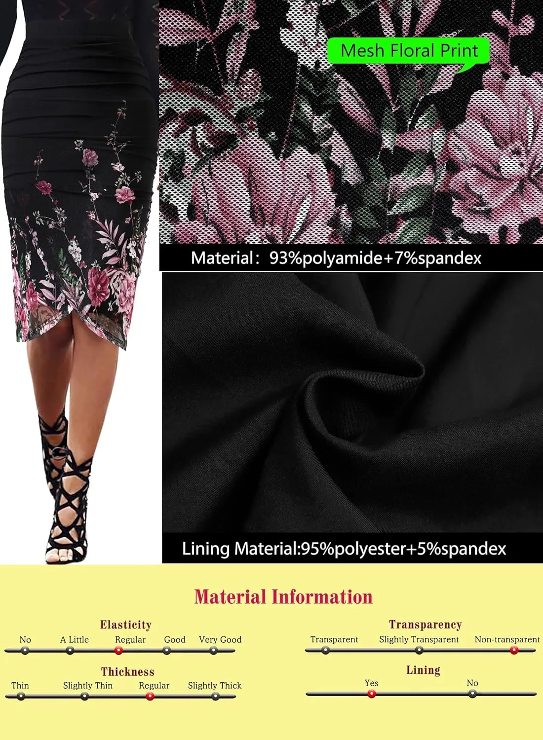 VFSHOW Womens Ruched Ruffle High Waist Asymmetric Wrap Casual Wok Office Party Slim Fitted Bodycon Pencil Midi Mid-Calf Skirt