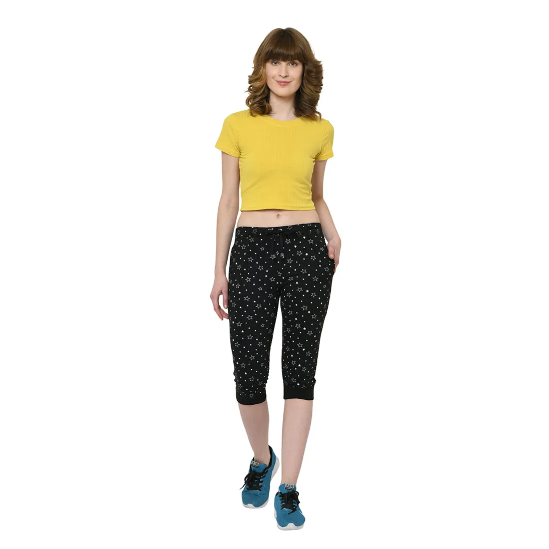 Vimal Jonney Black 3/4th Capri For Women's