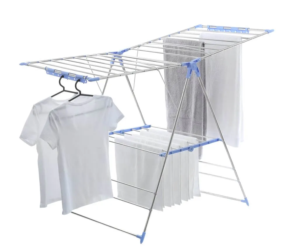 Wide 28 Rail Stainless Steel A-Frame Clothes Airer & Bonus Hangers