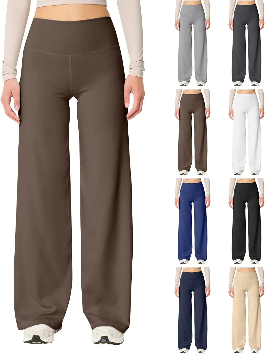 Wide Leg Pants for Women Soft Stretchy Tummy Control Yoga Pants Athletic Workout Pants Cozy Bootcut Leggings Trousers