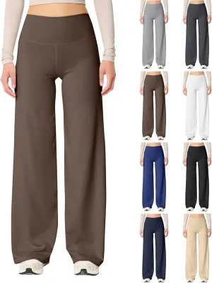 Wide Leg Pants for Women Soft Stretchy Tummy Control Yoga Pants Athletic Workout Pants Cozy Bootcut Leggings Trousers