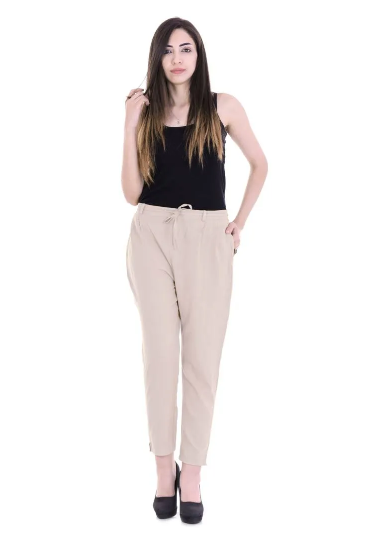 Women Cotton Flax Solid Pant