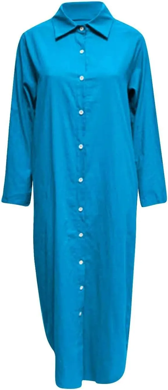 Women Fashion Solid Dress Shirt Long Skirt Casual Long Sleeve Cardigan Dress K Dresses for Women