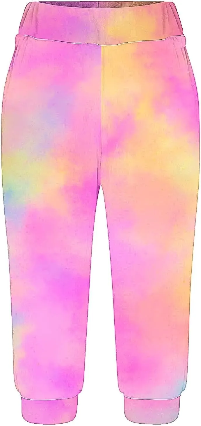 Women Irregular Striped Capris Pant Summer High Elastic Gaucho Sweatpants Side Pocket Yoga Trouser Lightweight Pants
