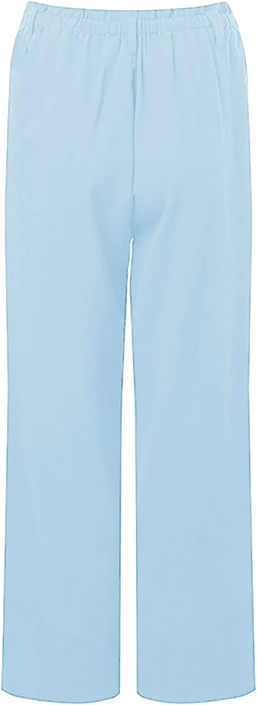 Women Linen Pants Summer Casual Capri Pants with Pockets Elastic Waist Wide Leg Cropped Pants Boho Beach Palazzo Pants