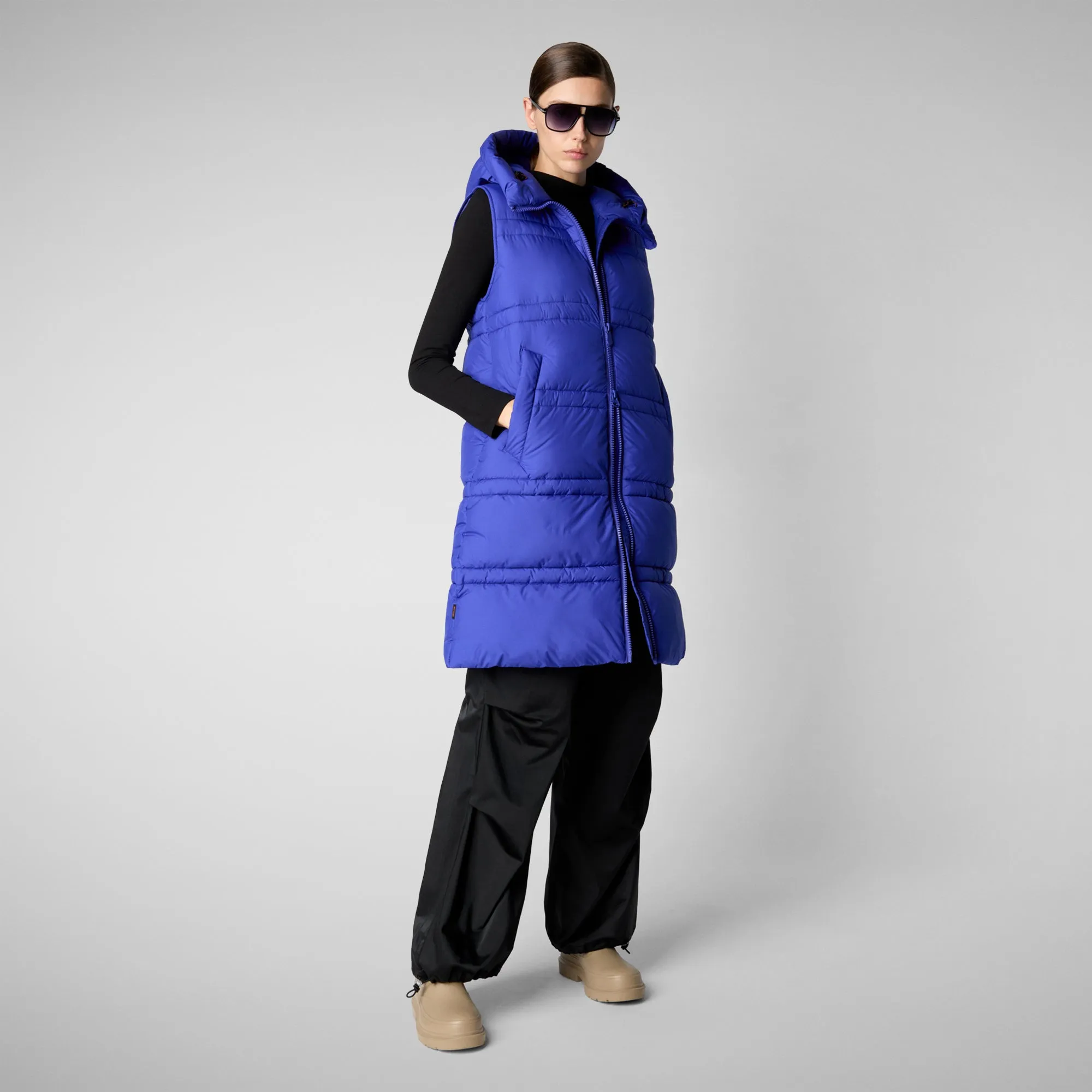 Women's hooded vest Judee in gentian blue