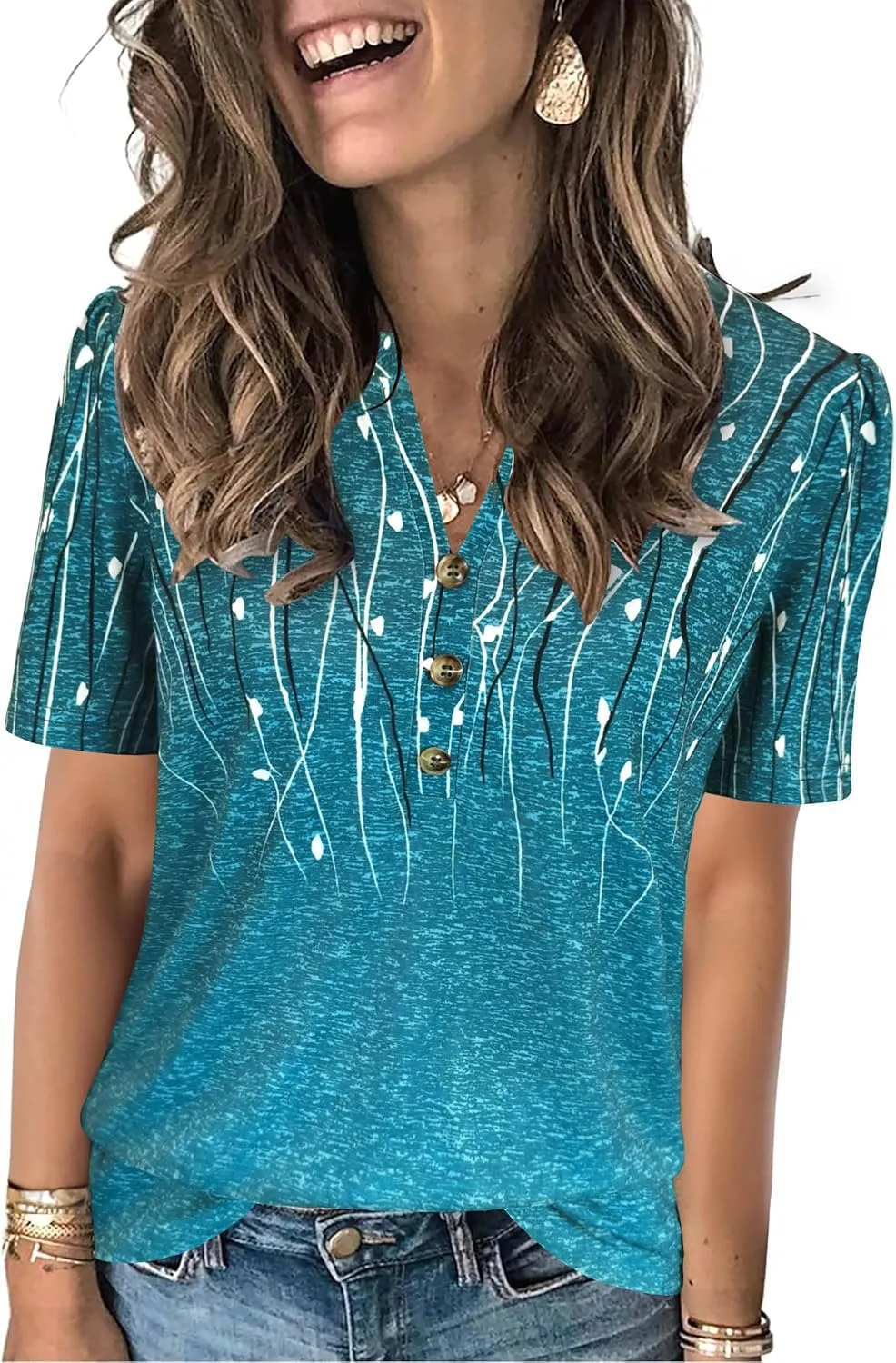 Womens Tops Summer 2025 Short Sleeve Casual Shirts Fashion Loose Fit Clothes