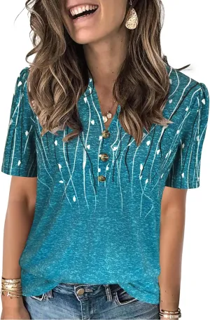 Womens Tops Summer 2025 Short Sleeve Casual Shirts Fashion Loose Fit Clothes