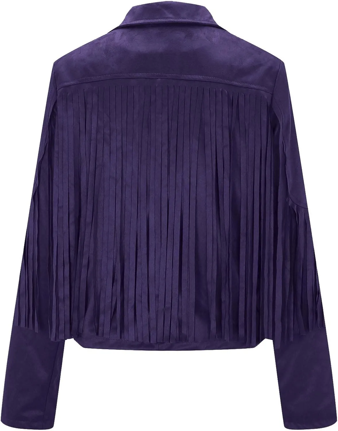 Xiaojmake Women's Fringe Jackets Faux Suede Leather Jackets Tassel Motorcycle Cropped Coats Lapel Open Front Blazer Jacket