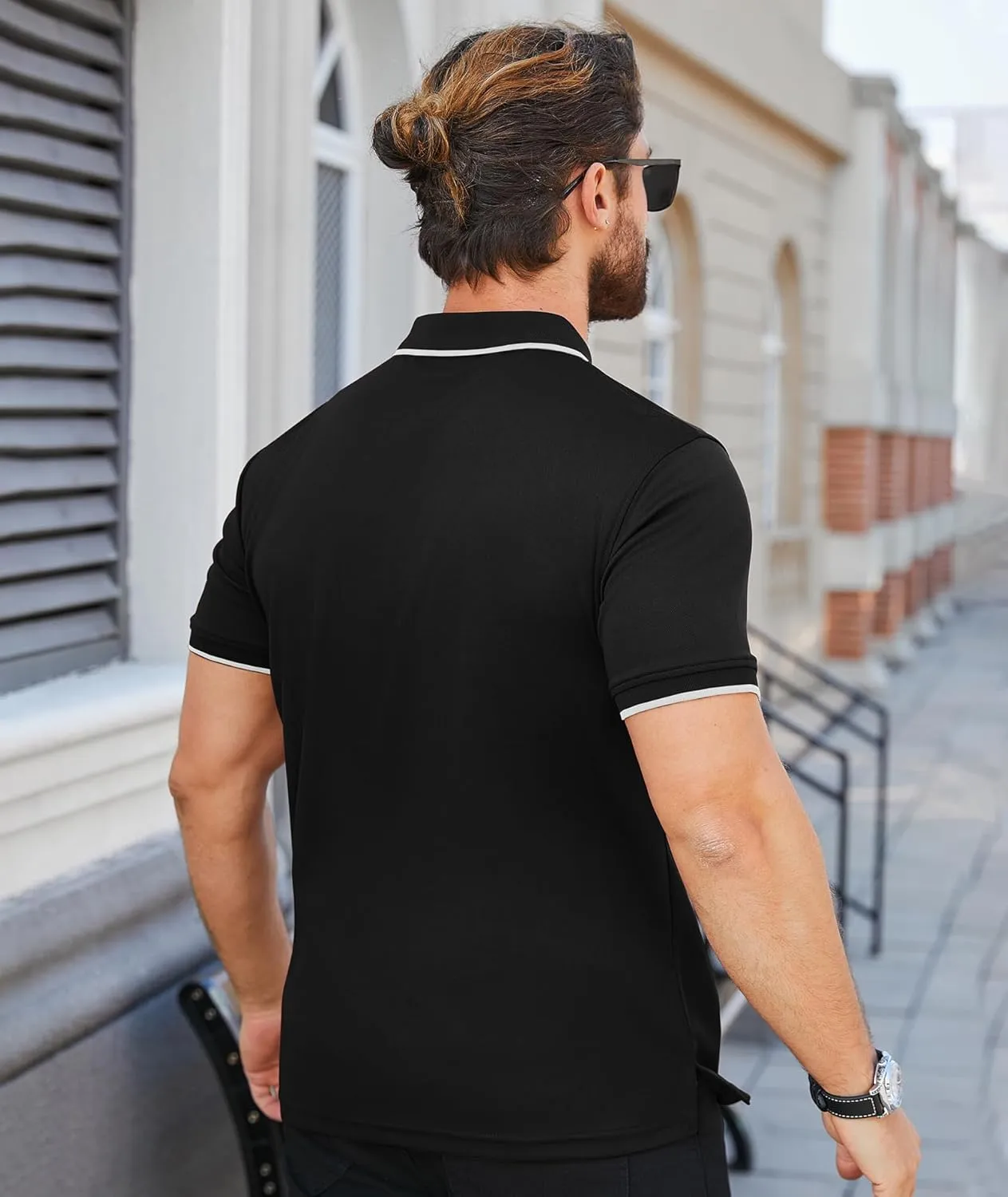 ZITY Polo Shirts for Men Quarter Zip Casual Shirts Short Sleeve Moisture Wicking Golf Polo Collared Shirts