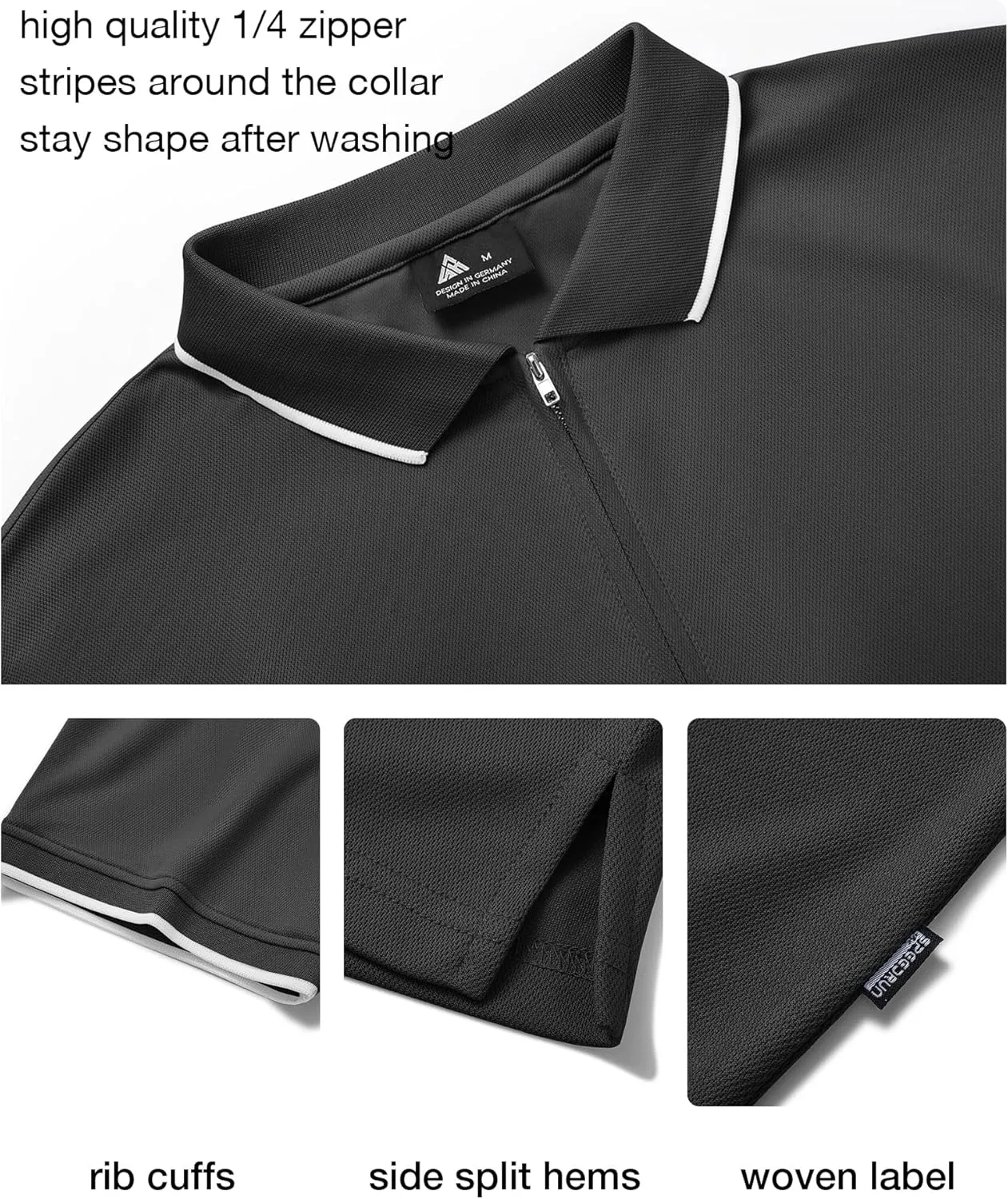 ZITY Polo Shirts for Men Quarter Zip Casual Shirts Short Sleeve Moisture Wicking Golf Polo Collared Shirts