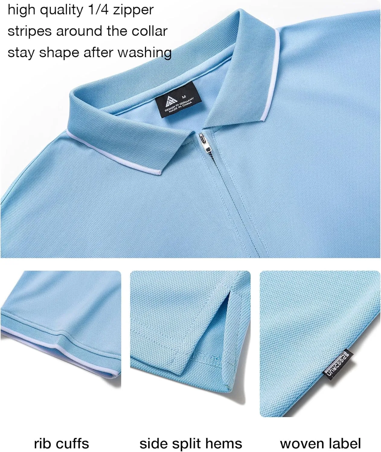 ZITY Polo Shirts for Men Quarter Zip Casual Shirts Short Sleeve Moisture Wicking Golf Polo Collared Shirts