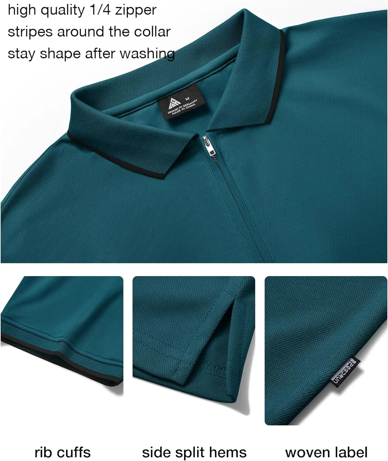 ZITY Polo Shirts for Men Quarter Zip Casual Shirts Short Sleeve Moisture Wicking Golf Polo Collared Shirts