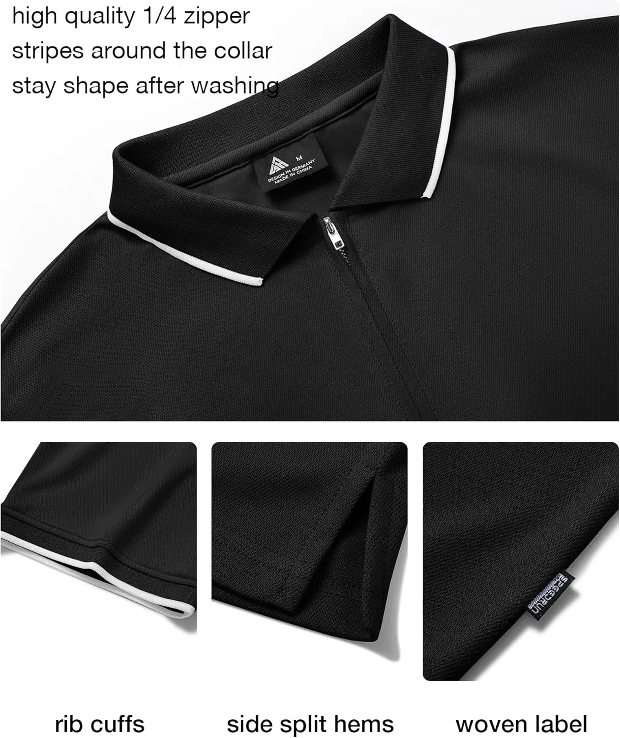 ZITY Polo Shirts for Men Quarter Zip Casual Shirts Short Sleeve Moisture Wicking Golf Polo Collared Shirts