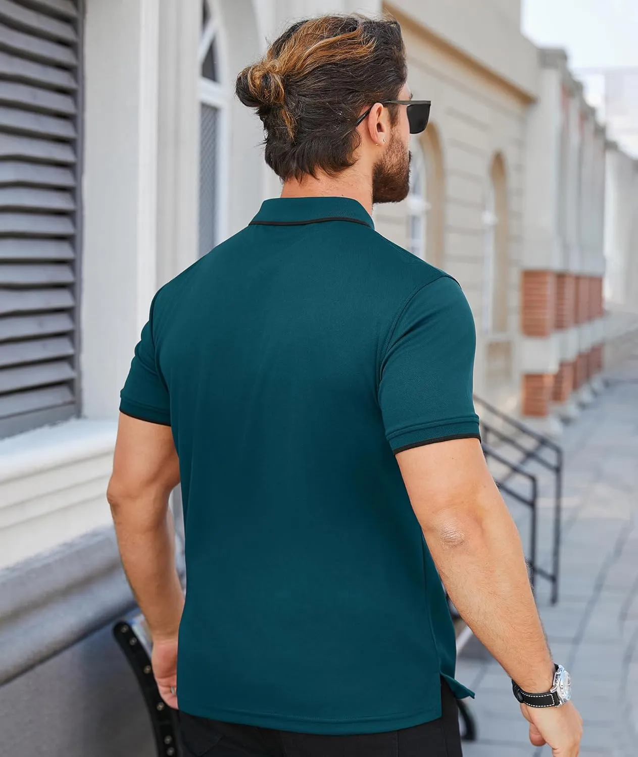 ZITY Polo Shirts for Men Quarter Zip Casual Shirts Short Sleeve Moisture Wicking Golf Polo Collared Shirts