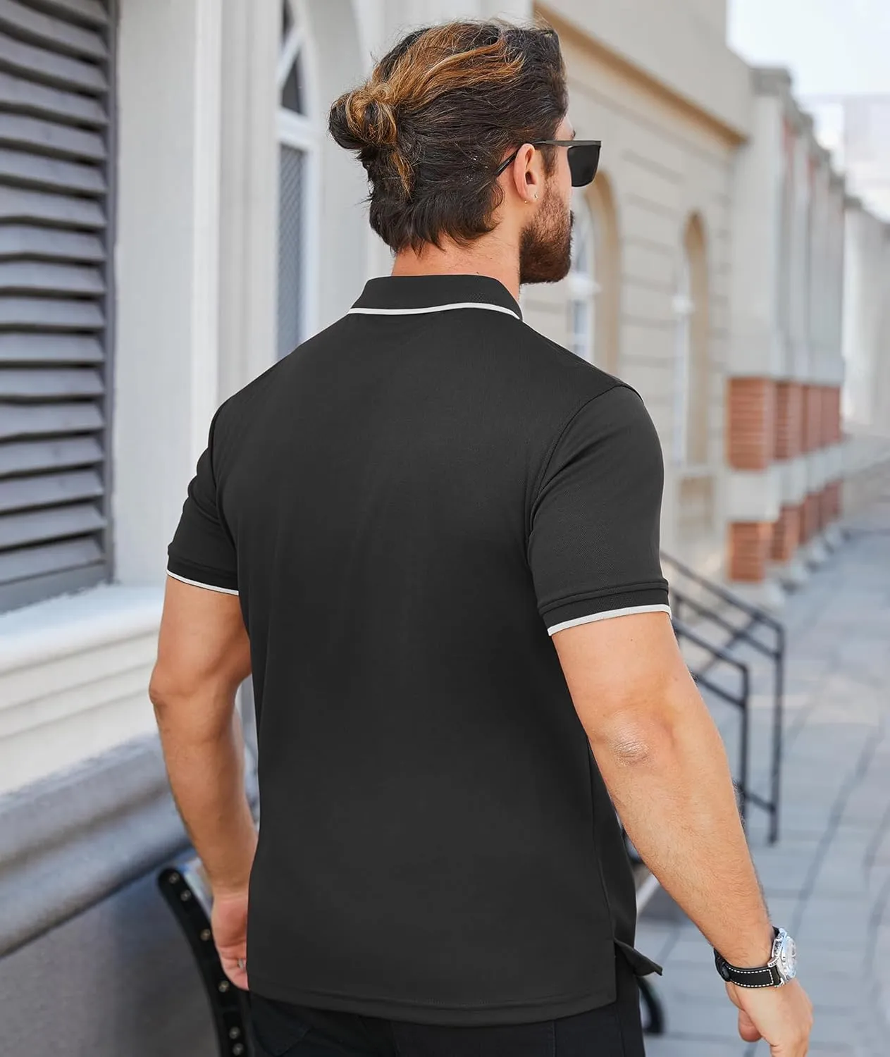 ZITY Polo Shirts for Men Quarter Zip Casual Shirts Short Sleeve Moisture Wicking Golf Polo Collared Shirts